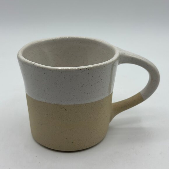 Anthropologie Glazed Garage Pier Stoneware Set of 2 Mugs Tan and White NWT - Picture 9 of 9